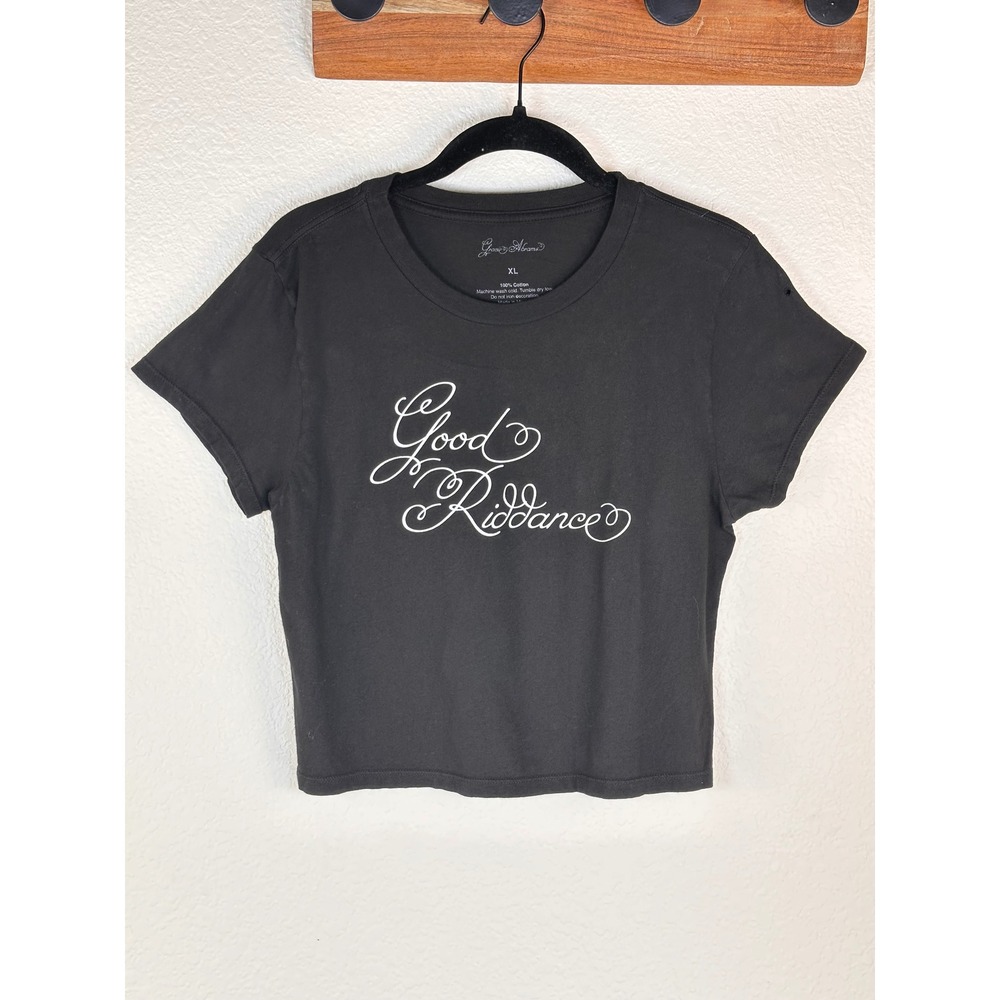 Gracie Abrams Good Riddance Tour Tee Cropped Black Graphic Baby Tee XL Hole
